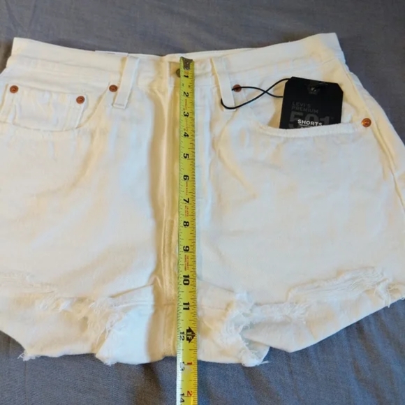Levi's 501 Jean Denim Cutoff Shorts White - Picture 12 of 15